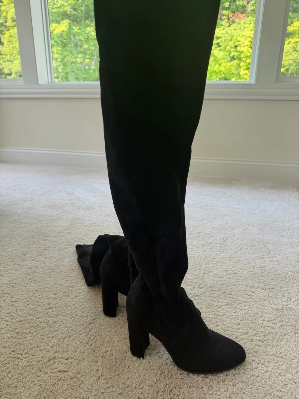 Marc Fisher Black Suede Over-The-Knee Block Heel Boots